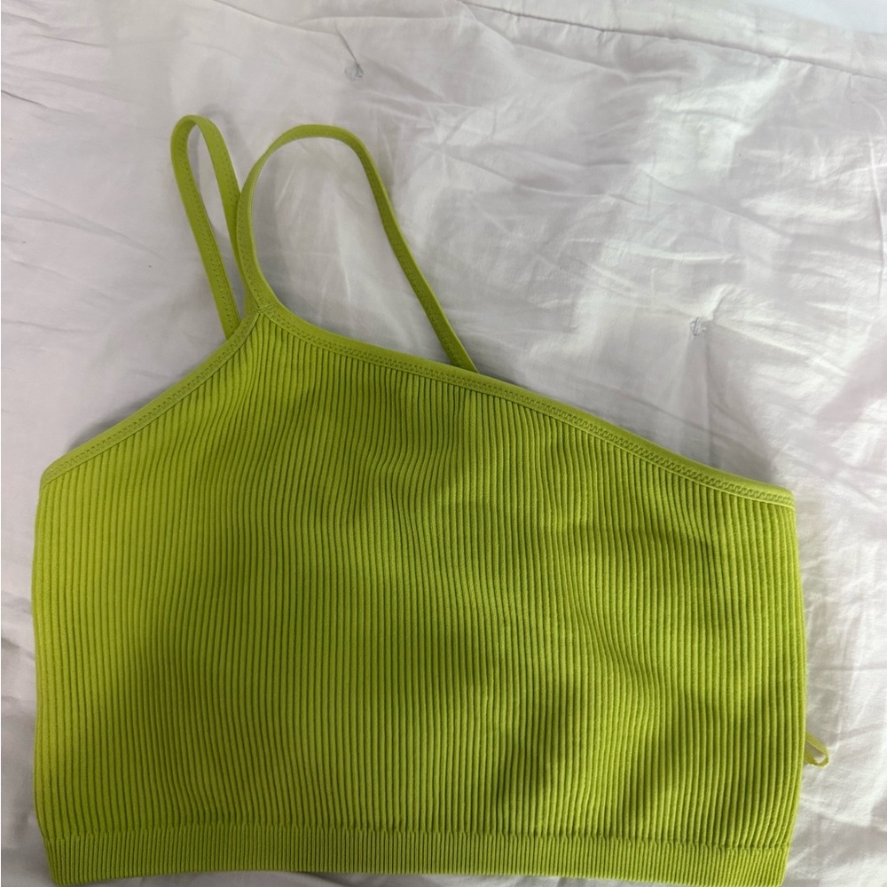 Aerie Chartreuse Ribbed Crop Top